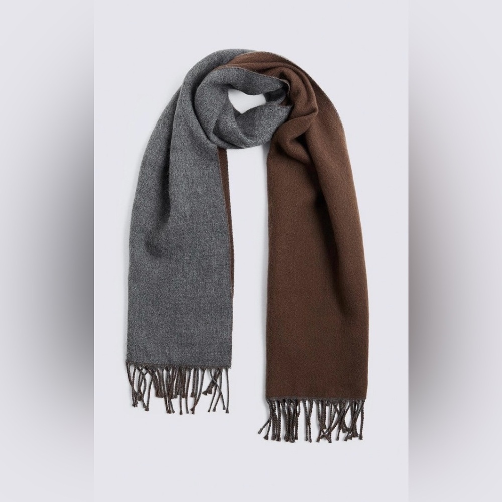 Zara Reversible Gray and Brown Scarf